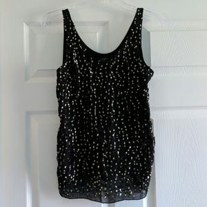 Black chiffon top with beading